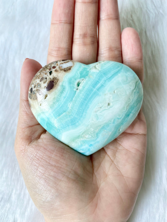 Blue Pebble Caribbean Calcite Heart