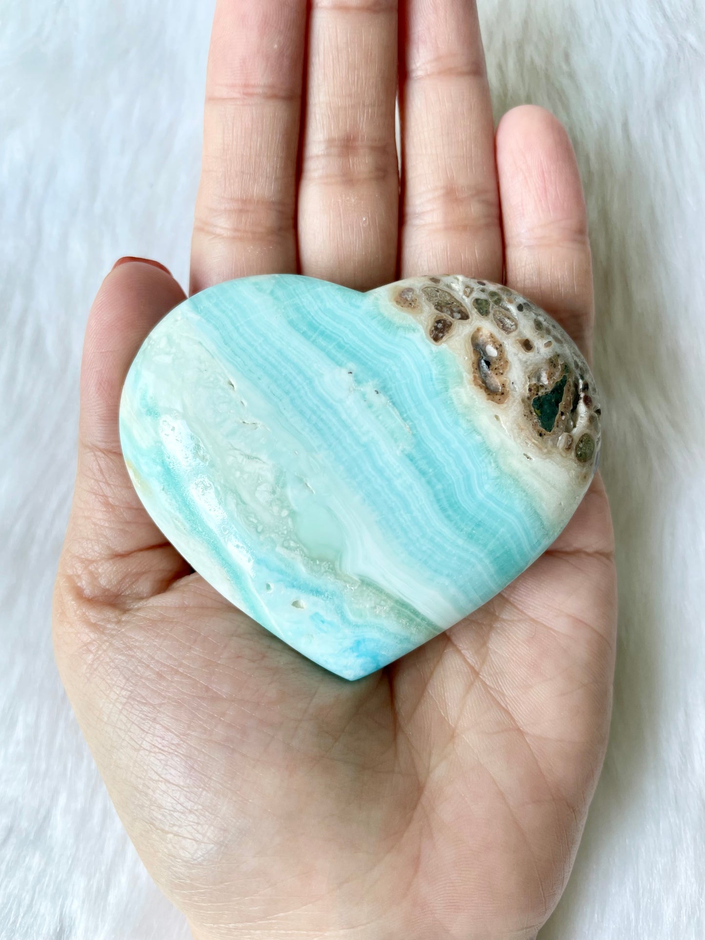 Blue Pebble Caribbean Calcite Heart