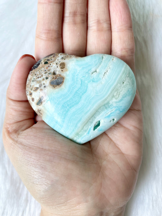 Blue Banded Caribbean Calcite Heart