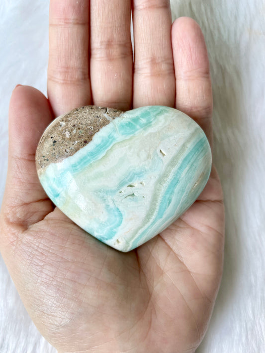 Blue Banded Caribbean Calcite Heart