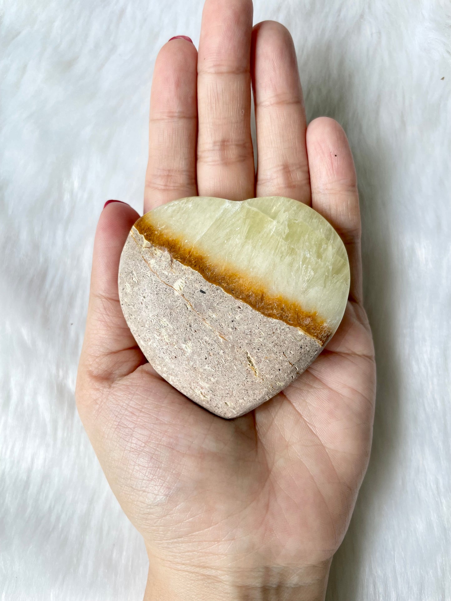 Lemon calcite heart