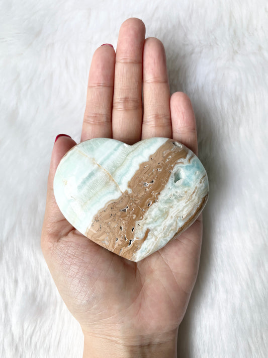 Caribbean Calcite Heart Extra Large