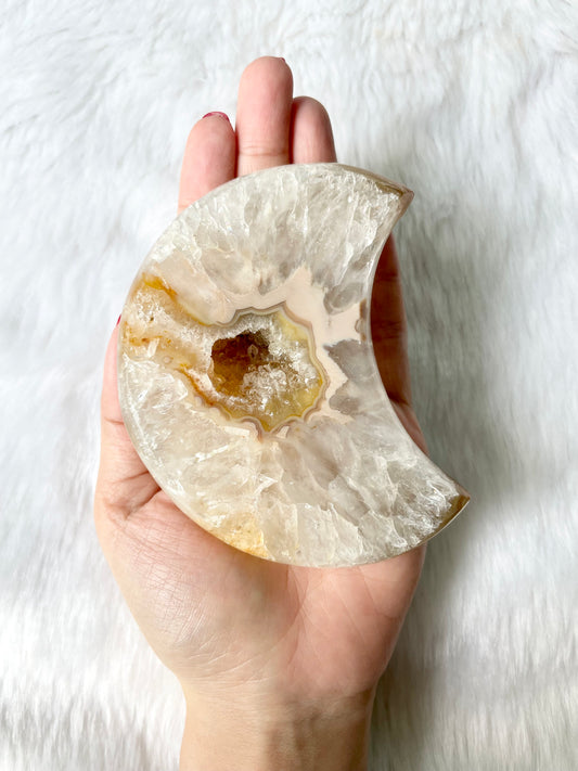 Golden Agate Geode Moon