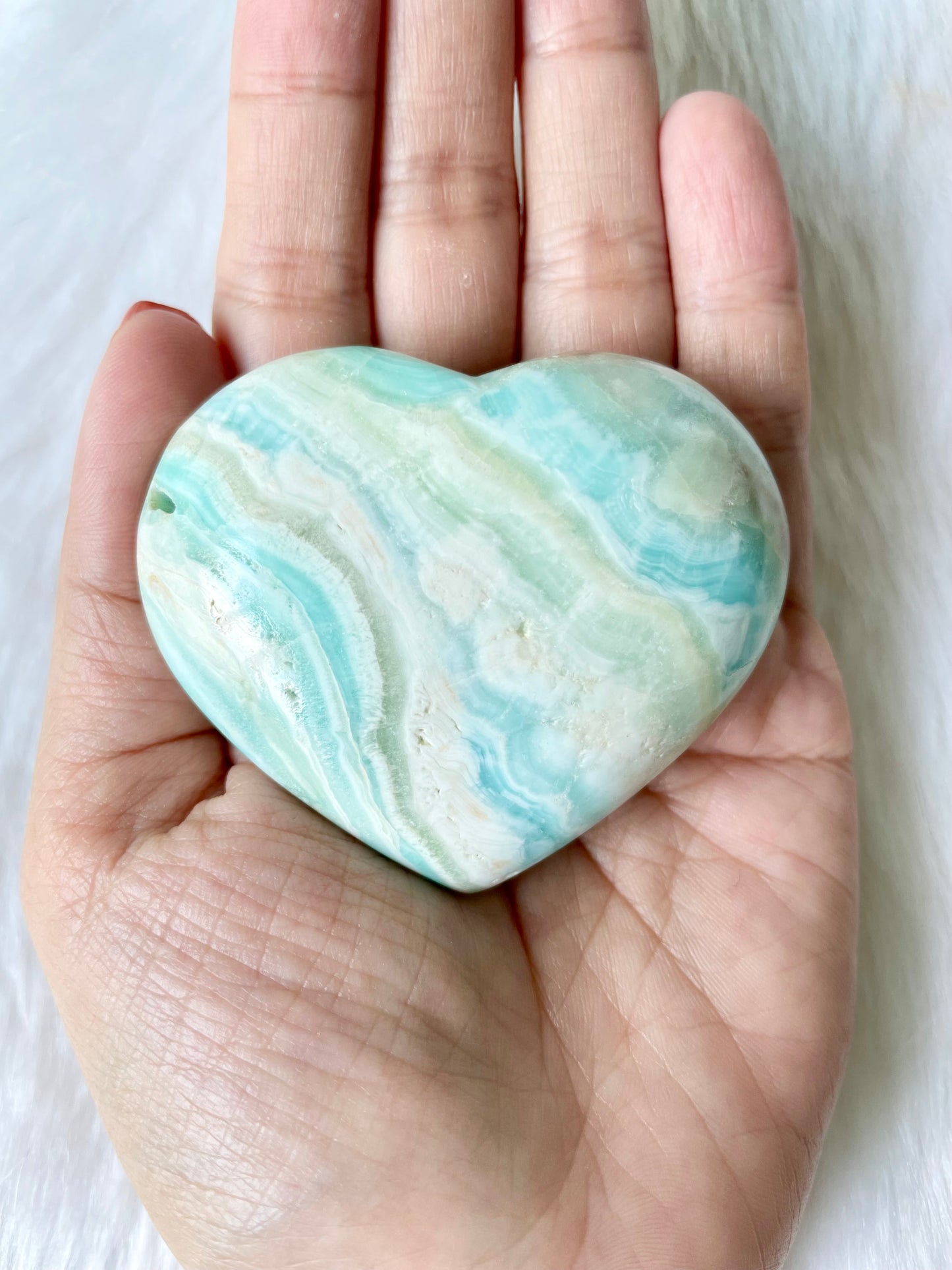 Blue Banded Caribbean Calcite Heart