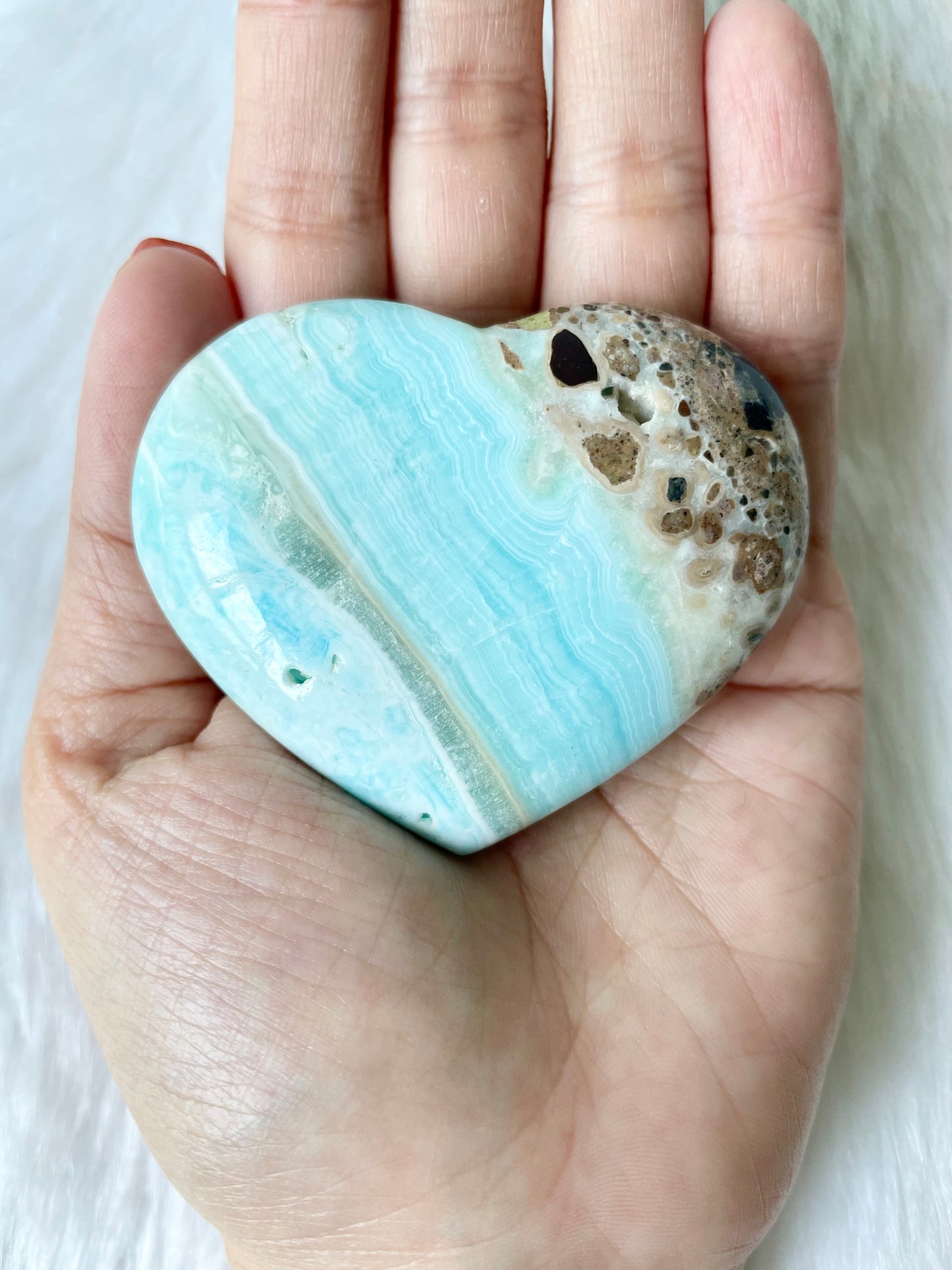 Blue Banded Caribbean Calcite Heart