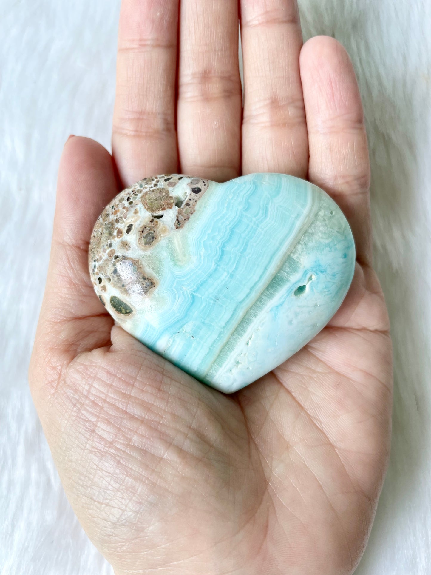 Blue Pebble Caribbean Calcite Heart